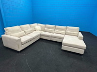 Grote u-bank / l-bank - bankstel - beige - stof - afbeelding 1 van  6