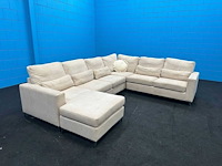 Grote u-bank / l-bank - bankstel - beige - stof - afbeelding 3 van  6