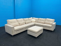Grote u-bank / l-bank - bankstel - beige - stof - afbeelding 5 van  6