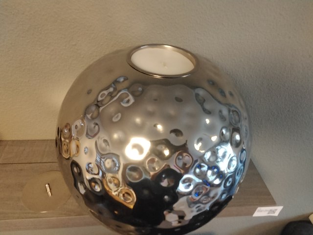 Grote verzilverde kaarsenbol fink silber - afbeelding 2 van  3