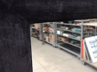 Grote vierkante spiegel in met stof beklede houten lijst - afbeelding 4 van  5