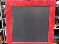 Grote vierkante spiegel in met stof beklede houten lijst - afbeelding 5 van  5