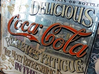 Grote vintage coca-cola reclamespiegel in een houten lijst - afbeelding 5 van  6