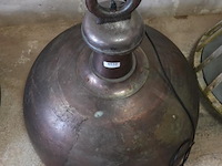 Grote zware industrieel vormgegeven bronzen hanglamp - afbeelding 3 van  5