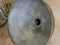 Grote zware industrieel vormgegeven bronzen hanglamp - afbeelding 4 van  5