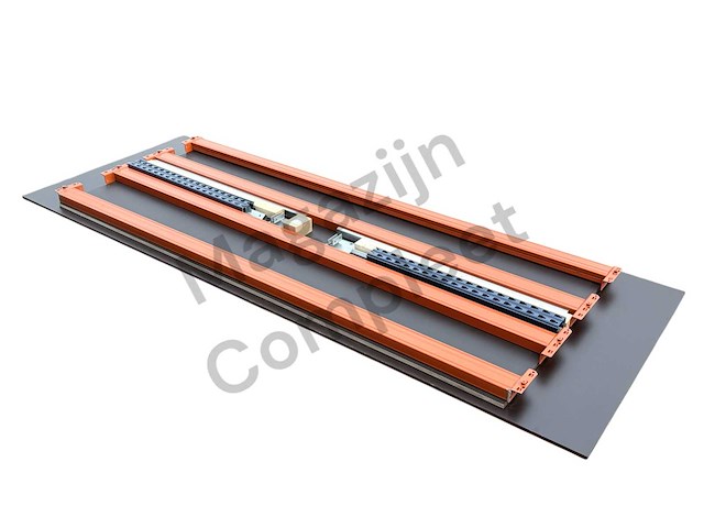 Grote zware werkbank met gladde betonplex platen. - afbeelding 1 van  4