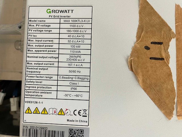 Growatt - max 100ktl3-x lv - gebruikte omvormer (100 kw) - afbeelding 5 van  5