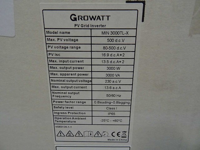 Growatt - min 3000tl-x - omvormer - afbeelding 2 van  2