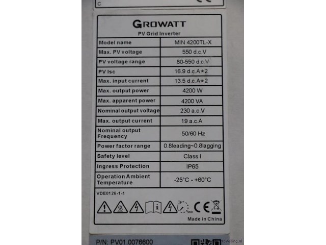 Growatt netgekoppelde omvormer min 4200tl-x - afbeelding 3 van  4