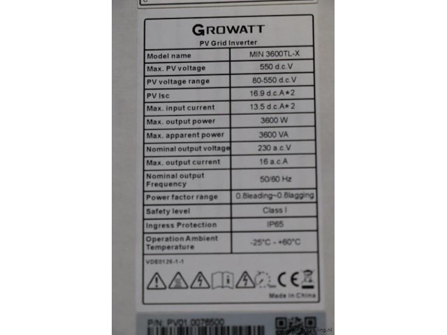 Growatt netgekoppelde pv-omvormer min 3600tl-x - afbeelding 3 van  4