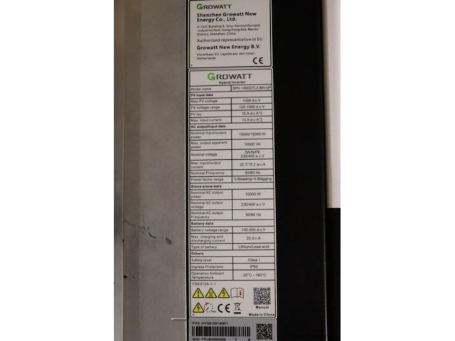 Growatt sph 10000tl3 bh-up hybride omvormer - afbeelding 3 van  3