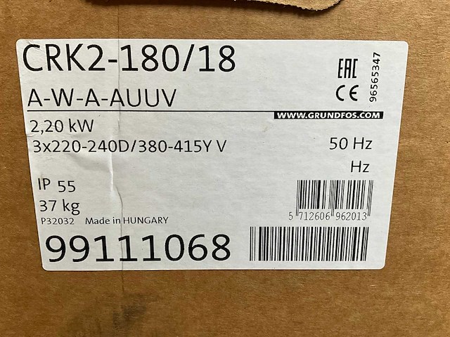 Grundfos crk2-180/18 a-w-a-auuv meertraps centrifugaalpomp (2x) - afbeelding 3 van  3