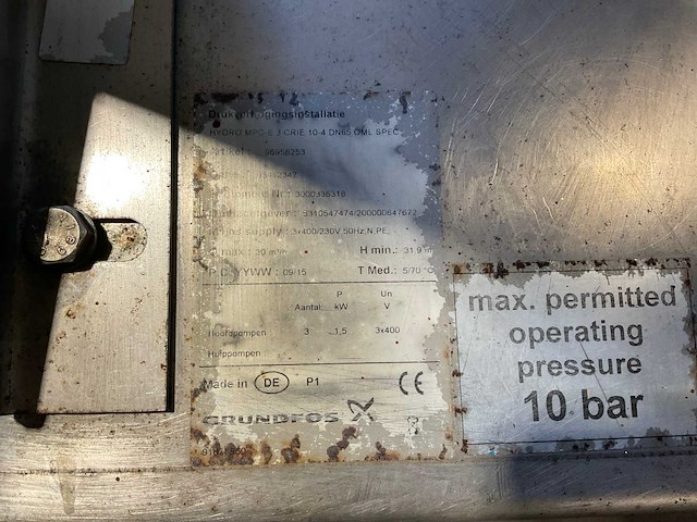 Grundfos hydro mpc-e 3 crie 10-4 dn65 oml spec drukverhogingsinstallatie - afbeelding 5 van  5