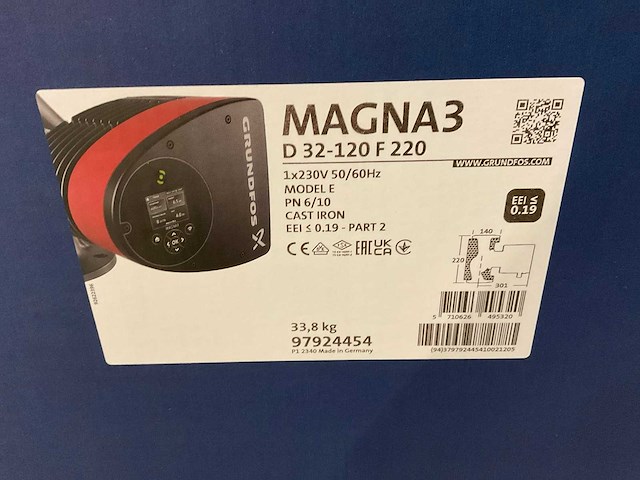 Grundfos magna3 d 32-120 f 220 circulatiepomp - afbeelding 3 van  3