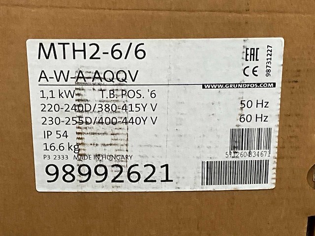 Grundfos mth2-6/6 a-w-a-aqqv koelvloeistofpomp (4x) - afbeelding 3 van  3