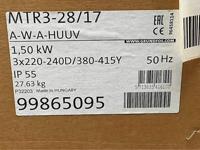 Grundfos mtr3-28/17 verticale meertraps dompelpomp - afbeelding 3 van  3