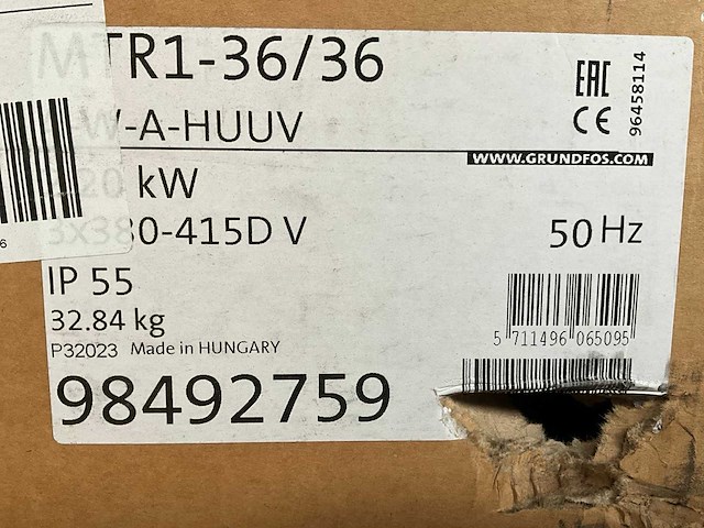 Grundfos mtr3 36/36 a-w-a-huuv verticale meertraps dompelpomp (2x) - afbeelding 3 van  3
