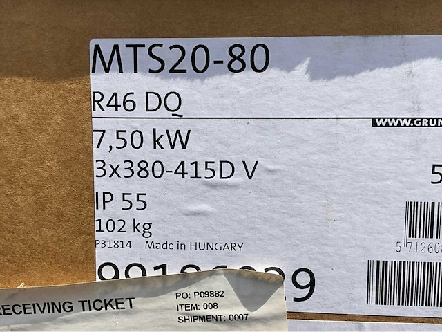 Grundfos mts20-80 r46 dq schroefspindelpomp - afbeelding 3 van  3