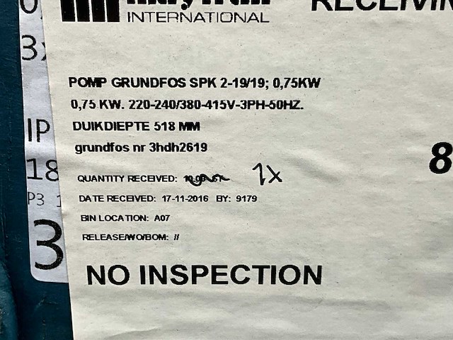 Grundfos spk2-19/19 verticale meertraps centrifugaalpomp (4x) - afbeelding 2 van  3