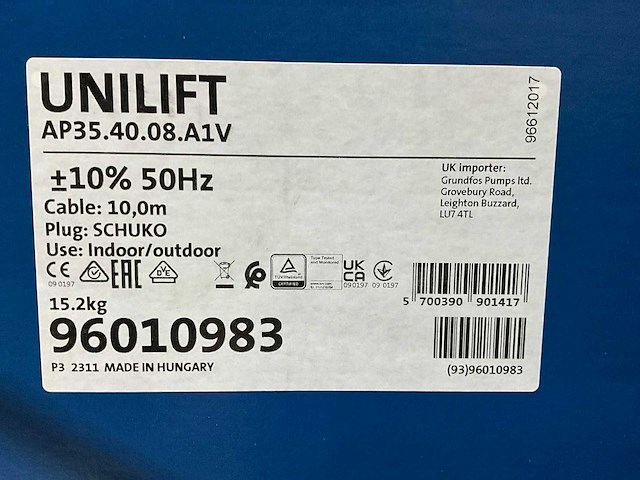 Grundfos unilift ap 96010983 rvs vuilwaterdompelpomp - afbeelding 4 van  4