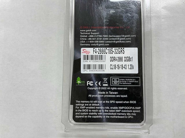 G.skill ripjaws ddr4-2666 cl18 - afbeelding 2 van  2