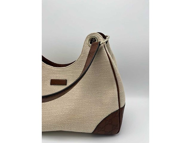 Gucci - canvas & leather shoulder bag - handtas - op echtheid geconroleerd - designer - afbeelding 2 van  11