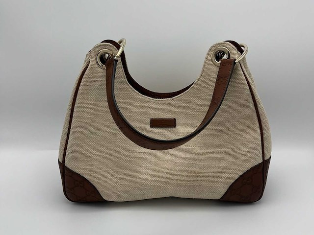 Gucci - canvas & leather shoulder bag - handtas - op echtheid geconroleerd - designer - afbeelding 1 van  11