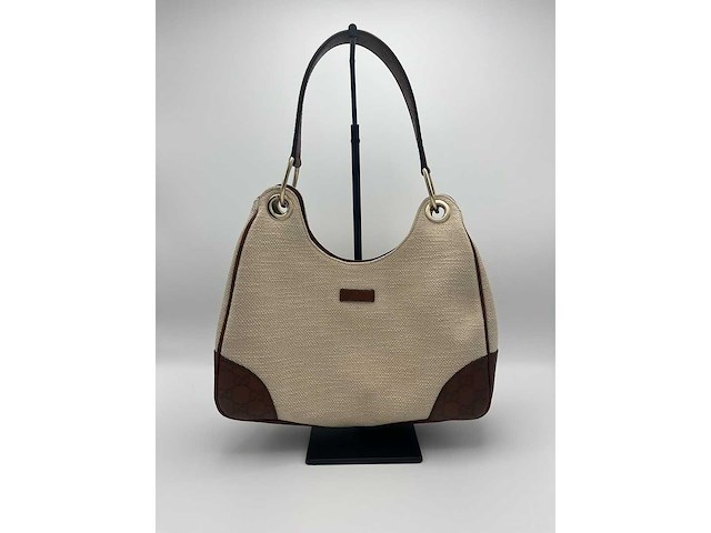 Gucci - canvas & leather shoulder bag - handtas - op echtheid geconroleerd - designer - afbeelding 5 van  11