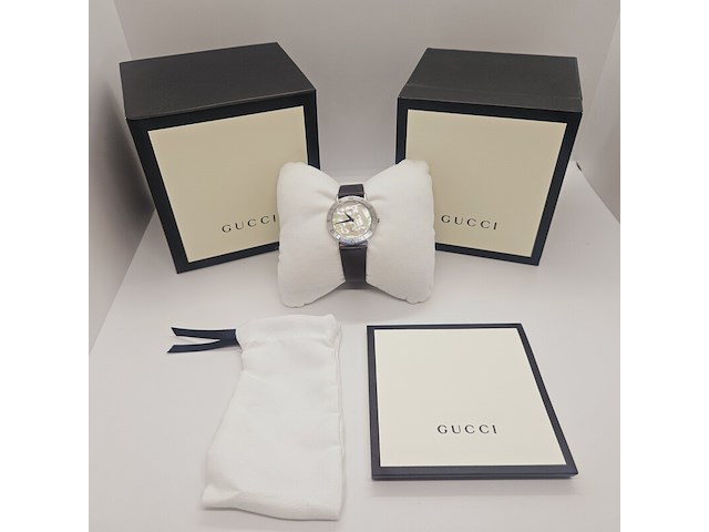 Gucci 3000sm massief 925 zilveren horloge met parelmoer wijzerplaat - afbeelding 2 van  9