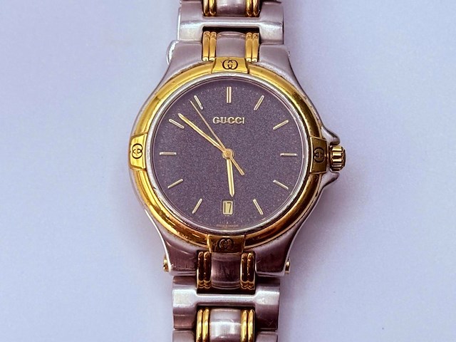Gucci 9040m two tone herenhorloge met snowflake wijzerplaat - afbeelding 5 van  12