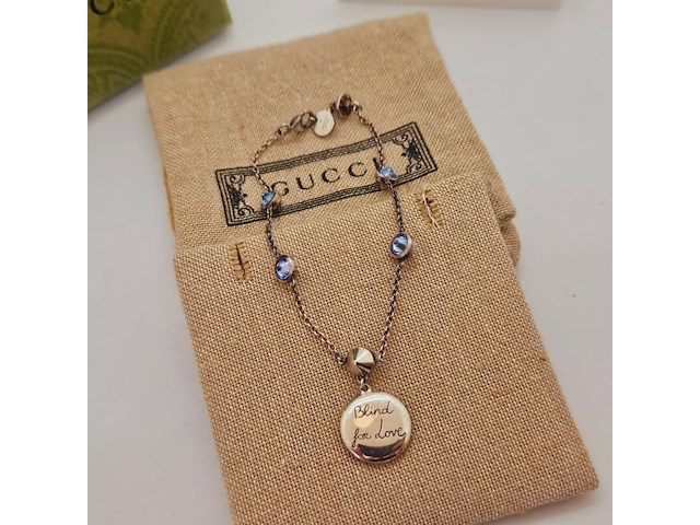 Gucci .925 zilveren ''blind for love'' armband met 5 blauwe zirkonia diamanten - afbeelding 1 van  7