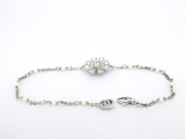 Gucci flora witgouden armband met diamanten en parels - afbeelding 4 van  9