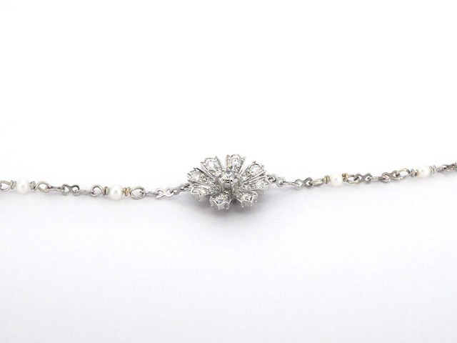 Gucci flora witgouden armband met diamanten en parels - afbeelding 6 van  9