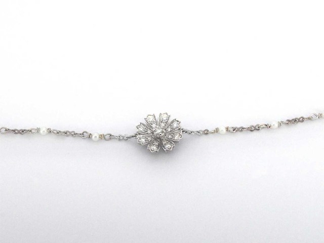Gucci flora witgouden armband met diamanten en parels - afbeelding 7 van  9