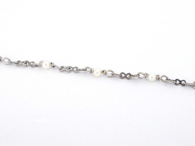 Gucci "flora" witgouden armband met diamanten en parels - afbeelding 8 van  10