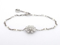 Gucci "flora" witgouden armband met diamanten en parels - afbeelding 1 van  10