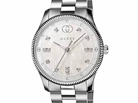 Gucci g-timeless parelmoer dameshorloge met diamanten accenten