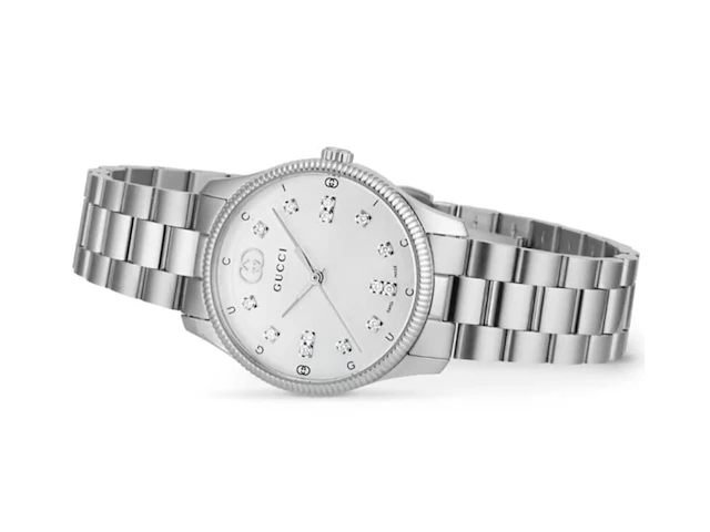 Gucci g-timeless parelmoer dameshorloge met diamanten accenten - afbeelding 3 van  6