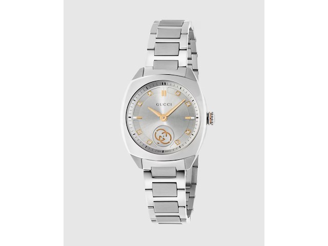 Gucci interlocking watch met 8 diamanten en pink goldplating - afbeelding 1 van  4