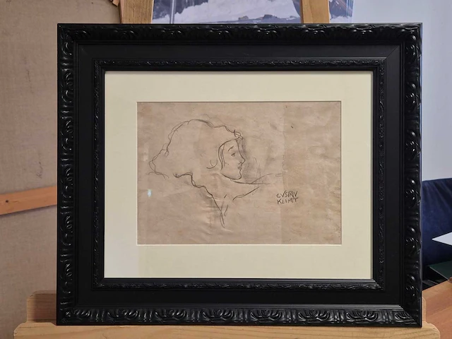 Gustav klimt -tekening op papier 40x50 cm - afbeelding 2 van  3