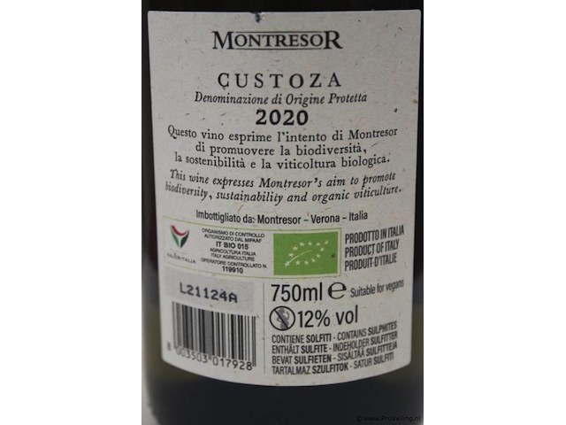 Gustoza vino biologico witte wijn - 75 cl - winkelverkoopprijs € 9.95 - afbeelding 3 van  3