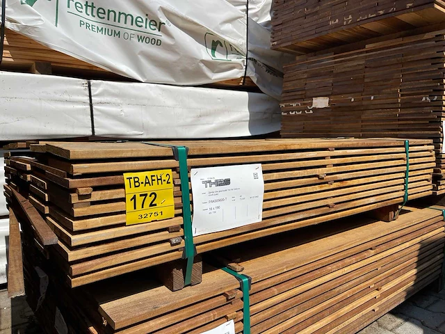 Guyana ipé planken geschaafd 1500x190x16mm (49x) - afbeelding 2 van  3