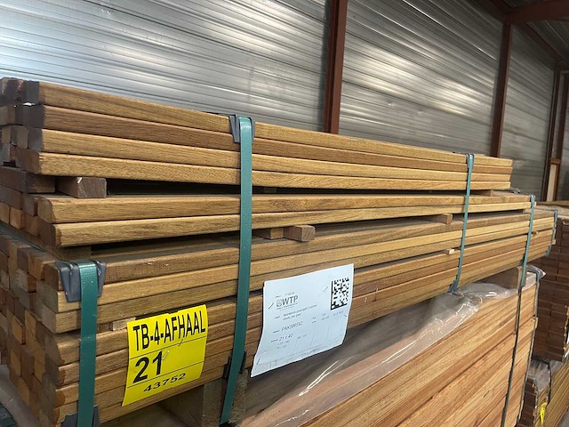 Guyana teak latten geschaafd 1250-1850x40x21mm (292x) - afbeelding 2 van  3