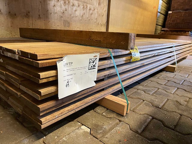 Guyana teak planken geschaafd 3500x140x16mm (69x) - afbeelding 1 van  3