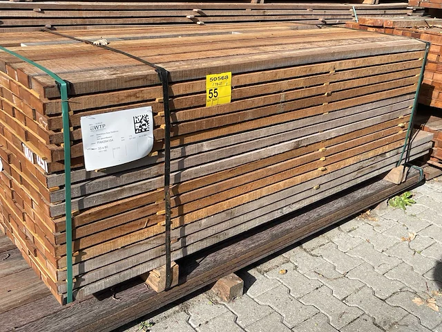 Guyana teak regels fijnbezaagd 1850-2150x80x33mm (174x) - afbeelding 2 van  3