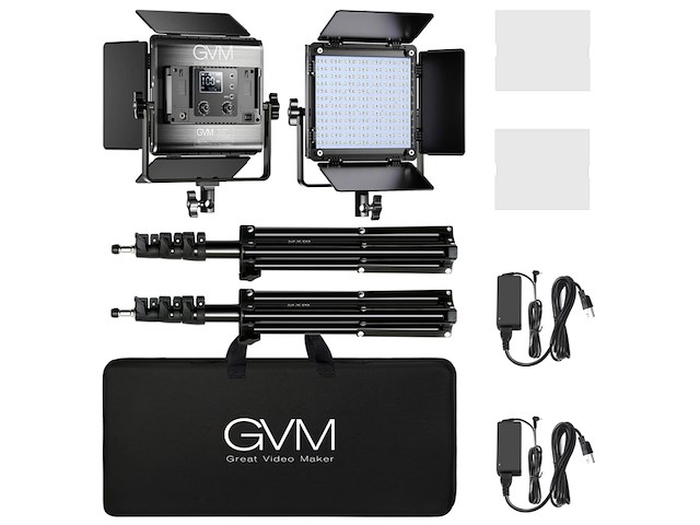 Gvm led-videolamp met statief, app-bediening, 800d rgb, videolicht, dimbaar - afbeelding 1 van  5