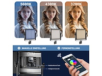 Gvm led-videolamp met statief, app-bediening, 800d rgb, videolicht, dimbaar - afbeelding 3 van  5