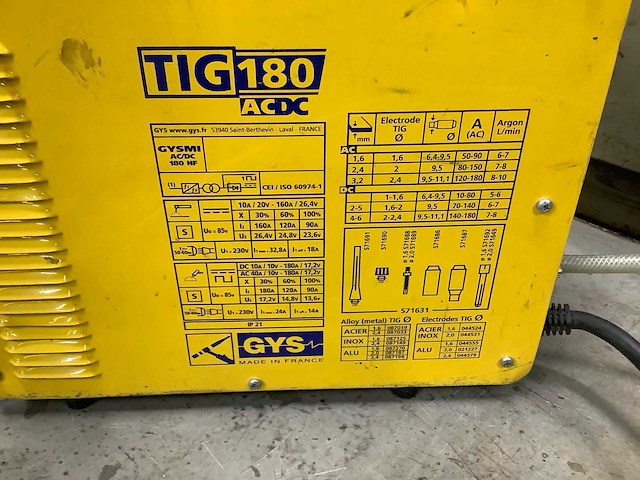 Gys tig 180 ac/dc diverse lasmachines - afbeelding 6 van  6