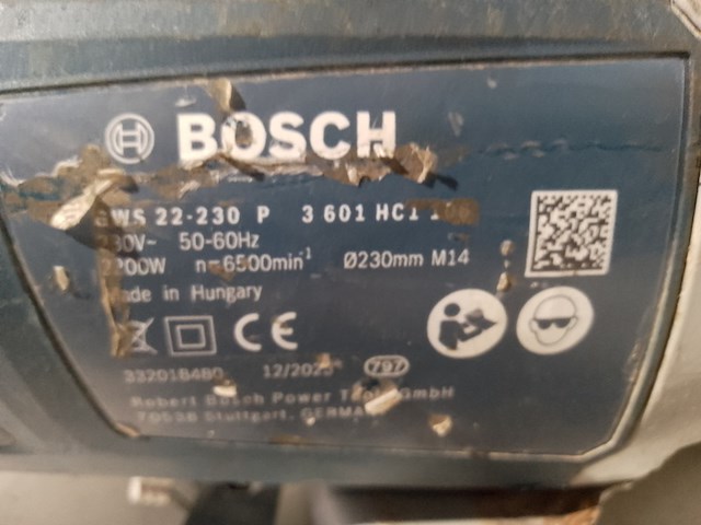 Haakse slijper - 230mm - 230v bosch, gws 22-230 p, bouwjaar 2024 - afbeelding 4 van  4