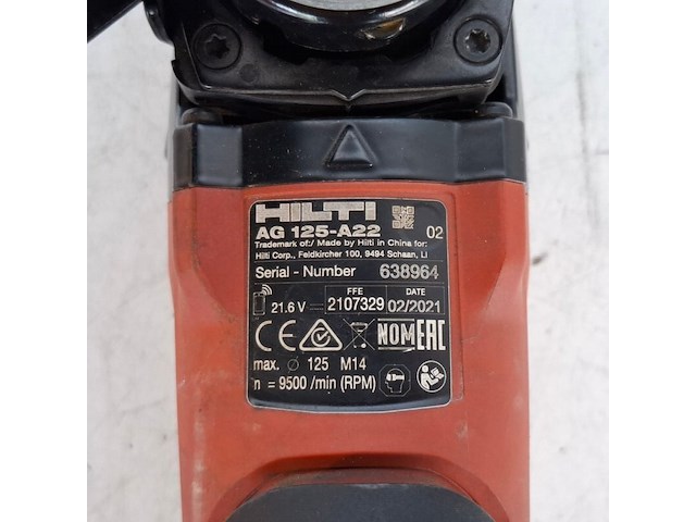 Haakse slijper 125mm accu hilti hilti, ag 125-a22, bouwjaar 2021 - afbeelding 7 van  7
